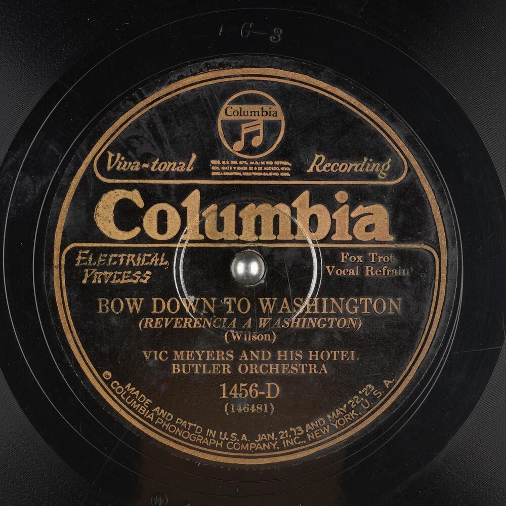 Vic Meyers and His Hotel Butler Orchestra "Bow Down to Washington" 78 RPM record